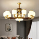 Sanxiong Aurora Neue chinesische Kronleuchter Wohnzimmer Lichter Walnussfarbe Chinesische Schlafzimmer Schlafzimmer Esslicht Moderne atmosphärische chinesische klassische Lichter HX9928 Kopf Drei Farben wechseln Licht