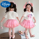 Disney Baby Kinderanzug kleines Mädchen Sommer Melodie Kurzärärmelte Tutu-Rock Mode 2025 Neuer Prinzessinrock Zweiköpfige Pink-Zweiteil-Set [kurzärmelig + Rock] ohne Tasche 140 Empfohlen 130-140 cm 5-6 Jahre alt