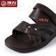 Huili Sandals Мужские сандалии тапочки с двойными пляжными сандалиями Мужские папа повседневная обувь без скольжения повседневные сандалии 3882 коричневые 43