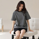 Pang Donglai DL Same style 2025 PAJAMAS POUR FEMMES EN SUMPRE CHEPAGE CORÈS DE COURRES POUR LES STRIPES NOIRS À PORTER AUTOBLES AUTUMES DE MAISON IMPILE YZT9859_SET 3XL_SUGSETED 150-170JIN [Jin est égal à 0,5 kg]
