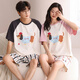 Langsha pareja pijama para mujeres en verano algodón puro 2025 nuevos pantalones cortos de manga corta para hombres, dibujos animados puede usar traje de ropa para el hogar afuera 844 mujeres m