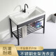 CLCEY balcony hand sink ceramic washing basin stainless steel bracket basin laundry sink with washboard balcony ultra-deep washing tank 1048 single basin with drain nr