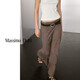 Massimo Dutti夏季新品2025女装 简约气质OL风针织直筒长裙半身裙 05235686 深棕色 L (175/78A)