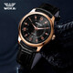 Popular business men's watch Roman scale black belt gold case black face simple and versatile fashion gold case black face black belt