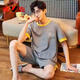 Los pantalones cortos de manga corta de pijamas de algodón de verano yalu se pueden usar en el exterior para el exterior para los trajes de ropa para el hogar para hombres en el verano shorts de manga corta de Summer Donghanfeng: D9928 L [recomendado 100-120 Jin [Jin equivale a 0.5 kg]]]