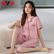 Yalu high-end 2025 new pajamas for women in summer pure cotton short-sleeved cropped pants for summer loose large-size cardigan home clothing NX9898 3XL