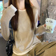 Red Dragonfly T-shirt Women's Long Sleeve Knitted Sweater Relaxed 2025 New Round Neck Bottoming Shirt Lazy Sweater Fake Two-piece Top Oatmeal Color One Size One Size Recommended 80-130 Jin Jin equals 0.5 kg