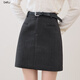 BAITU BETU Vêtements féminins 2025 Automne Nouvelle jupe Jupe à la mode à la mode avec ceinture Jupe courte 2509T75 Gris foncé M M
