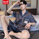 Catman (Miiow) Teenager Herren Pyjamas Sommer Cool Ice Seide Kurzarm Shorts Strickjacke Herren Dünne Lose große Heimkleidung 854# Soft Ice Seide L Männer [Empfohlen 90-120jin [Jin gleich 0,5 kg]]