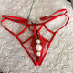 Perverted thong inserted into the anus, men's thong with hollow pouch, big beads, sexy underwear, lace temptation, low waist, black plus 4 cm