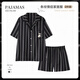 韩姿朵（Hanziduo）蔡徐坤同款情侣睡衣女夏季冰丝绸短袖春秋条纹青少年男家居服 Z3890女Z3897男(短袖+短裤)熊猫 M 女[身高153-160cm建议体重85