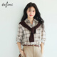 Eifli (eifini) [Jiang Xin Airport Shirt] Eifli plaid texture loose shirt for women 2025 autumn new small top light brown S 80-105Jin [Jin equals 0.5 kg]