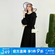 S.DEER San Dior Women's Round Neck Accordion Pleated Ruffle Mesh Dress S231Z1278 Black/91 L/170