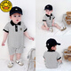 G.DUCKKIDS men and women's onesie in summer thin children's clothing newborn baby clothes 0-1345689 months 2 years old pure cotton black square collar short sleeve 80cm 80