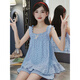 Pema Chat Pyjamas Kindermädchen Große Kinder Hosenträger Pyjamas Pyjamas Hosenanzug Mädchen Ärmeloses koreanisches Riemen Center Weste zwei Stücke Dünnstil LDE-11304# Blue Cherry 170 Größe 16 Höhe 135-140 cm Gewicht 50-