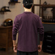 JEEP SPIRIT American classic Henry collar pure cotton long-sleeved T-shirt men's 2025 autumn casual sweatshirt men's loose bottoming shirt top purple XL