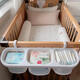 Drei-April Tiger Baby Spiel Zaun Rahmen Krippenbett Kopf Hanging Bag Multifunktional Windel Windel Aufbewahrungstasche neben dem Bett Crib Bettsack grau Weiß