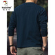 Woodpecker American Retro Henley Long Sleeve T-Shirt Men's 2025 Autumn 250g Pure Cotton Side Seamless Henley Collar Bottoming Shirt Denim Blue 250g Pure Cotton M Reference 125-140Jin Jin is equal to 0.5 kg