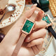 Olevs [Freundin] Klassische Quartz Watch Chinese Trendy Watch Fashion Watch Women's Watch Wasserdes Retro Small Green Watch Geschenk [Temperament und vielseitig] Zeit 6624L Rose Mesh Rose Shell Grün 29 mm Zifferblatt Durchmesser: 22x