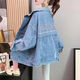 
Li Lang denim jacket for women in autumn, Korean loose large size slim women's jacket top 9926# picture style [Blue] S [Suggested 80--100Jin [Jin equals 0.5 kg]]