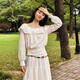 
Semir long-sleeved shirt for women short white embroidered romantic autumn 2025 ruffle one-shoulder shirt 107625105003