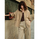 
ELLE khaki contrasting splicing jacket for women 2025 autumn new loose casual commuter high-end jacket Khaki S