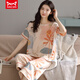 
Catman (MiiOW) pure cotton pajamas for women in summer shorts shorts thin cute student cotton summer casual home clothing set Champagne color A9856 shorts M (80-100Jin [Jin equals 0.5 kg])