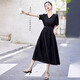 Ehangy International Light Luxury Women's Summer Vestido 2025 NUEVO TEMATAMENTO DE COLOR SIDA CULTA DE CULTIVO dulce y de moda Black [Caja de regalo de alta gama] XL