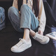 Human-born women's shoes 2024 new mesh breathable board shoes for women summer thick-soled canvas shoes for women small white shoes mesh shoes white 38 standard code