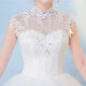 Nuevo vestido de novia de novia europea y americana, cuello de pie y vestido de boda de gran tamaño, blanco L