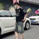迪伽达美式水洗复古蓝牛仔短裤男夏季新款街头休闲阔腿宽松直筒五分裤 TVFS-826复古蓝 XL