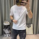 2025 Summer Nueva camiseta de manga corta para huellas bordados para hombres de moda de moda redonda delgada y versátil camisa t-t de t-t qp lu erjiu826 negro 3xl
