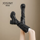 
Zhuosini thick-soled long boots for women 2025 autumn and winter new style but knee long boots folded pile boots thick heel heightened knight boots black - single 35