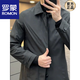 ROMON Spring and Autumn New Men's Versatile Mid-Length Lapel Standard Windproof Windbreaker Men's Casual Style Simple Light Luxury Jacket Black XL (125-140) Jin Jin equals 0.5 kg