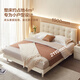 Quanyou Home Leather Art Bed Modern Simple Cream Style Soft Cover 1.8x2 Meter Master Bedroom Double Bed Solid Wood Feet Wedding Bed
