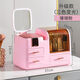 Cosmetics storage box with mirror desktop dressing table integrated storage rack dust-proof large capacity skin care product storage box model cream rice with three-color dimming + digital display