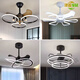 XMSJ Schlafzimmer Light 2025 Pop Light Luxusstil mit Lüfterlüfter Leichtes Hauptschlafzimmer Essdecke Lüfter Leichter Haushaltshalter 1W 9227 Schwarz 60 cm-Voice (kein Networking erforderlich + Fernbedienung