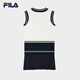 
FILA Yang Mi's official File women's knitted skirt 2025 autumn new fashionable casual color-block sleeveless dress Secret mirror blue-DB L 170/88A/L