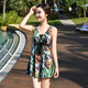 泳衣女2025新款高级感显瘦保守大码中年妈妈中老年泡温泉 HET9903 丈蓝条 L 建议90-105斤