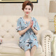 
Victoria's style middle-aged mother pajamas for women in summer pure cotton short-sleeved home clothes middle-aged and elderly thin cropped pants two-piece set Y3937 3XL