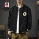 AEMAPE spring handsome new baseball uniform men's cotton jacket spring and autumn large size American 2025 men's casual flight jacket 2223 jellyfish black regular XL recommended 135-160Jin Jin equals 0.5 kg