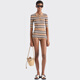 PRADA/Prada gift women's striped cotton Polo sweater camel brown 36