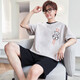 Shihuaxiang pajamas men's summer 2025 new style for young students short-sleeved thin summer men's home clothing set b1478 back bear M small size (high about 160-weight 70-90 Jin[Jin equals 0.5 kg])