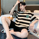 
UKUHPK men's summer thin cotton pajamas large size loose home clothing set D1990 (A679) M (recommended 80-115Jin [Jin equals 0.5 kg])