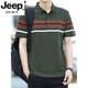 JEEP SPIRIT高端新款男士纯棉短袖t恤2025夏款条纹体恤商务休闲翻领polo衫男 6231深灰色 M 100-120斤