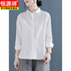 Hengyuanxiang Nische Chic Top 2025 Frühlings- und Herbst-Retro Literary Shirt Damen-Langarm-Casual Doll-Puppenkragen Baumwolle und Linienhemd weiß [Langarm] L empfohlen 110-125jin [Jin gleich 0,5 kg]