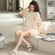 Pang Donglai 2024 new pajamas for women, summer pure cotton shorts, spring and autumn style, summer style, can be worn outside home clothing suit ZH-9859# shorts, L size (100-120Jin[Jin equals 0.5 kg])