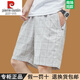 Pier Cardin High-End Pure Cotton Herren Shorts 2025 Sommer Dünne mittelgroße Hosen Großgröße Lose Casual Trendy Fünf-Punkte-Hosen 9215 Dunkelblau 4xl empfohlen 200-230jin [Jin ist 0,5 kg]