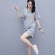 
Pier Cardin summer fat mm casual sports suit short-sleeved women's large size new fashionable shorts loose running suit two-piece set 687 navy blue M Recommended 80-95 Jin [Jin equals 0.5 kg]