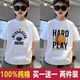 Zimiweicao boys' short-sleeved T-shirt in summer new children's handsome half-sleeved T-shirt for mid-to-large children's outerwear black KMS51 high-quality cotton, one size 11025-35Jin[Jin equals 0.5 kg]